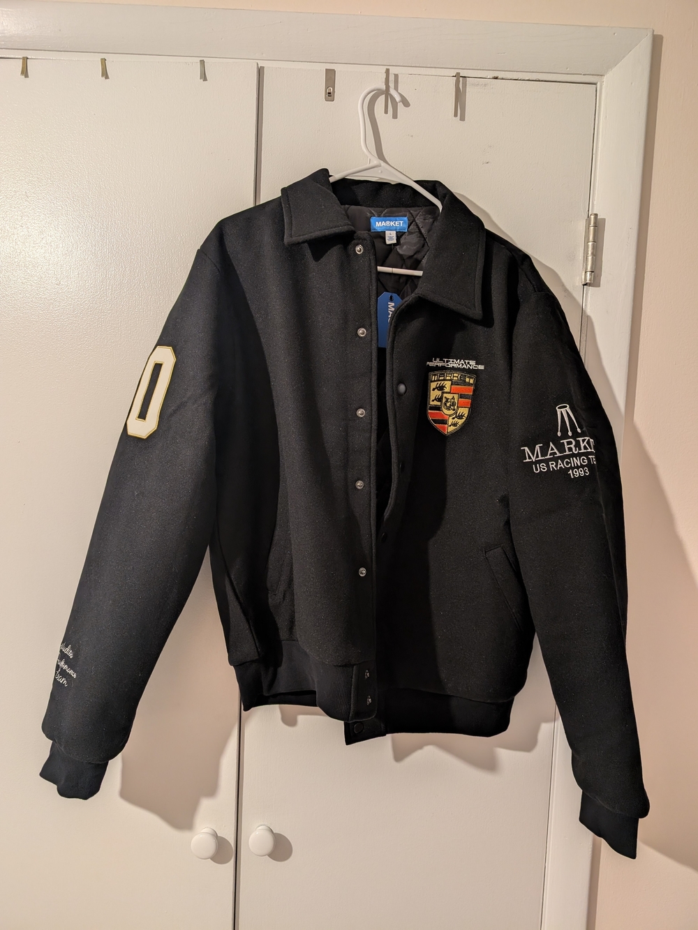 Market Black Racing Patch Varsity Jacket